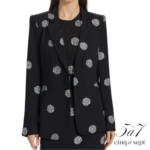 Cinq à Sept **NWT** Crystal Dot 'Karlie' Blazer in Black with Silver Rhinestones - Picture 14 of 16